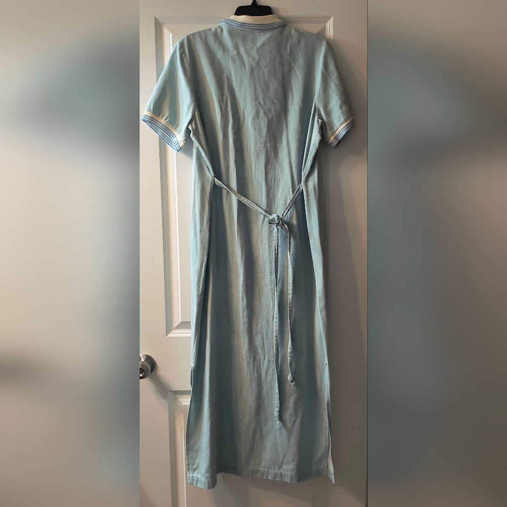Vintage Faded Glory Denim Dress Maxi Juniors 9 Y2K Cottagecore Pleated Polo - Picture 2 of 8